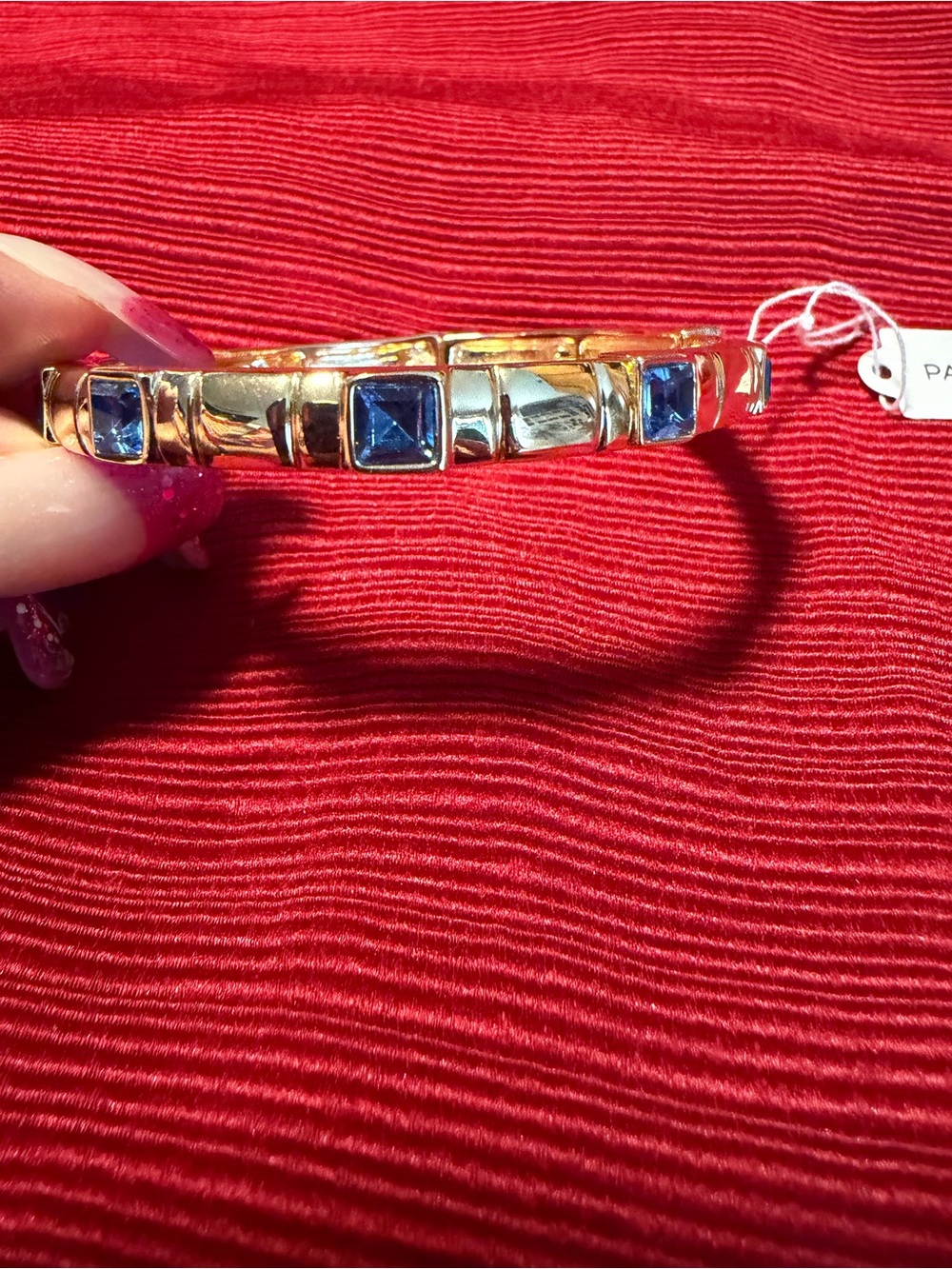 Park Lane Gold & Blue Crystal Stretch Bracelet New